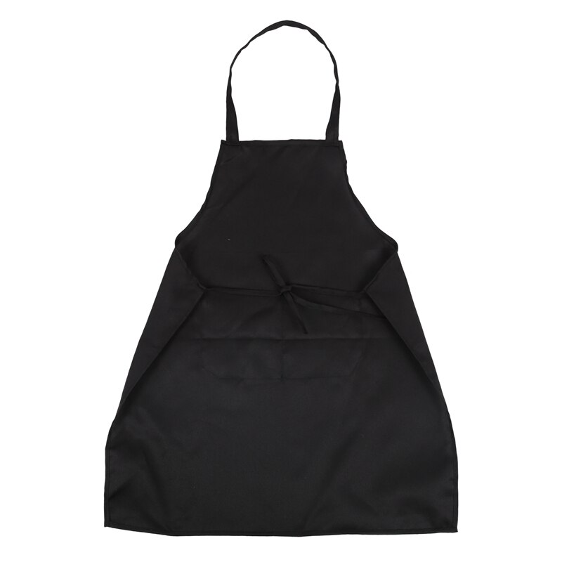 Unisex 2 Pocket Black Kitchen Apron Bib, One Size in Medium