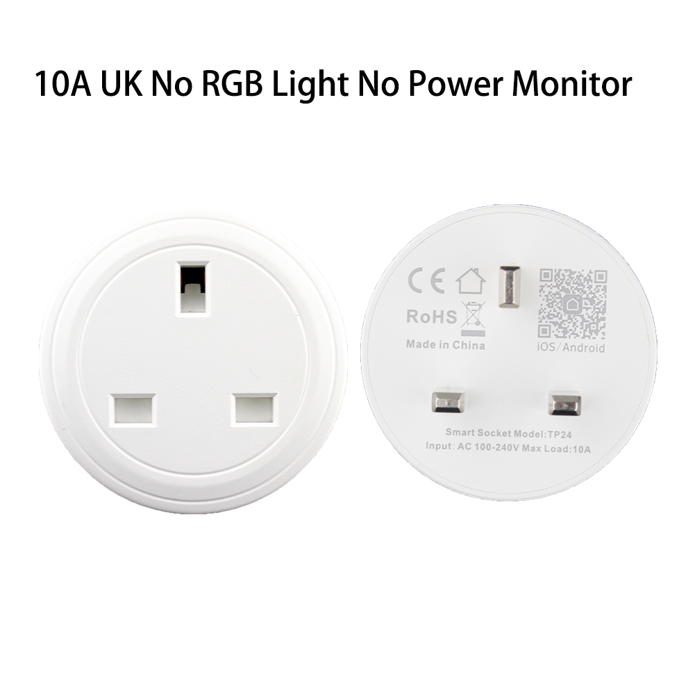 Wifi smart plug rgb draadloos stopcontact smart life/tuya app afstandsbediening werkt met alexa google home geen hub nodig: 10a vk