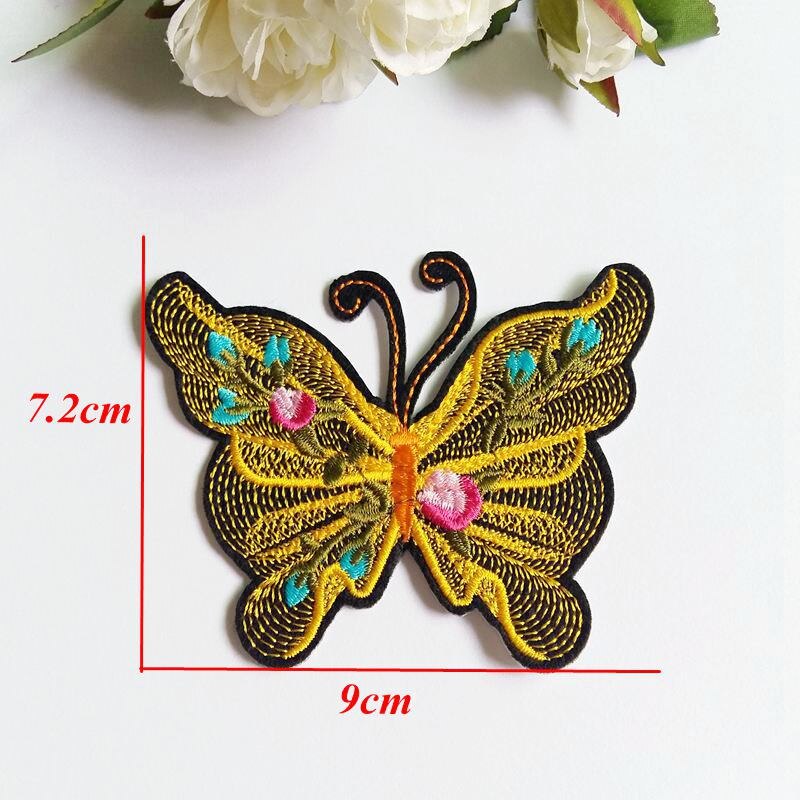 6pcs/lot mix color Sewing Clothes Patch Iron On Embroidery butterfly Patches Hotfix Applique Motifs Sew On Garment Stickers