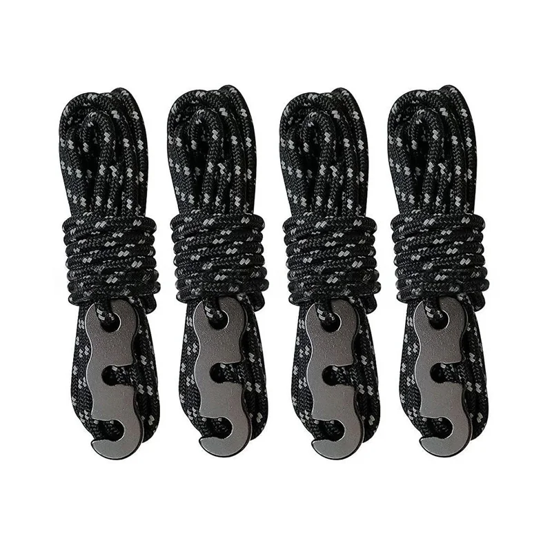 4 cordes de tente extérieure cordes réfléchissantes cordes d'auvent cordes forcées coupe-vent avec boucles pour assurer la sécurité accessoires de Camping: Marron