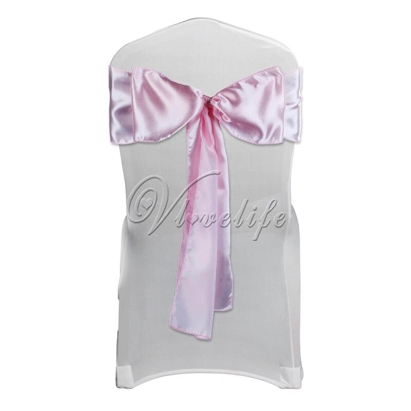 Satin stol sash sløjfe 6 "  x 108 " til banket bryllup fest banket sløjfer sommerfugl håndværk stole betræk dekoration: Lyserød
