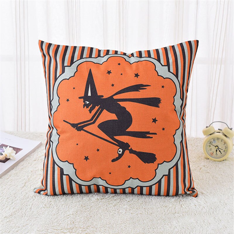 Halloween spöke häxa pumpa örngott sittsoffa kuddfodral linne bomull fyrkantigt grönt kuddfodral för heminredning