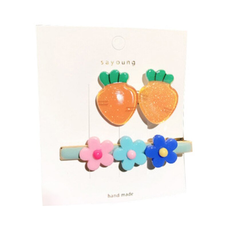 2Pcs/Set Baby Hair Clips for Women Hair Barrette Hairpins Flower Fruit Barrettes Hair Styling Nice: E