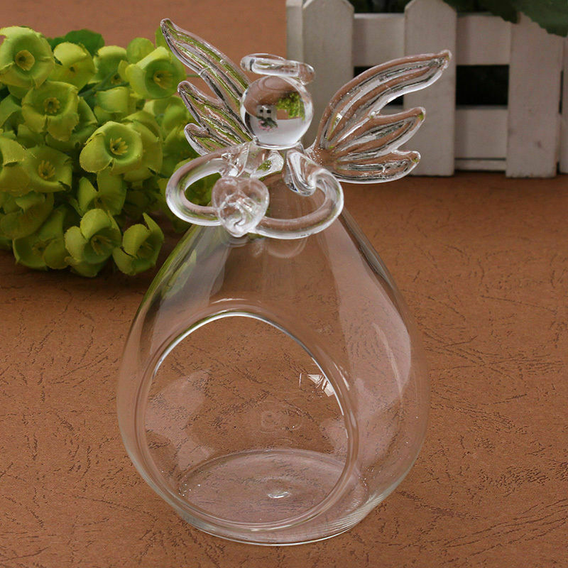1PC Hohl Glas Engel Kerzenhalter Heimat Garten Nacht Hochzeit Ich bin Freien Tee Licht Dekor