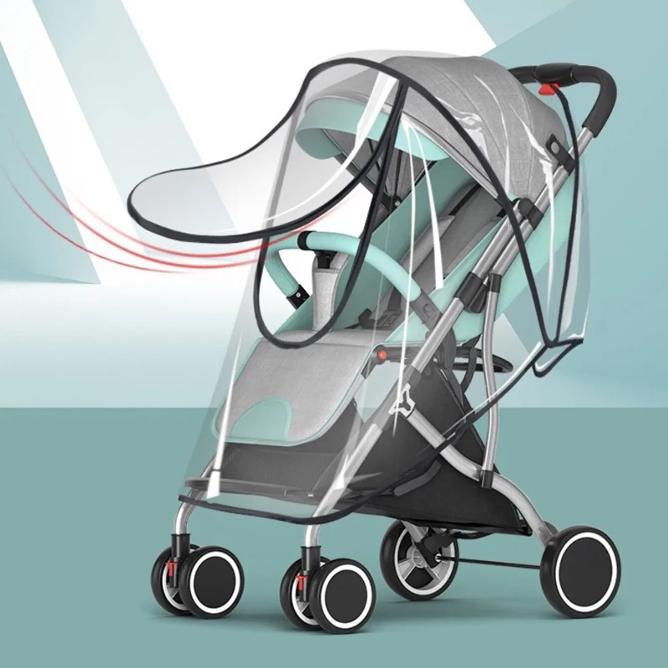 Copertura antipioggia universale impermeabile per carrozzina Accessori per carrozzina Copertura antipolvere trasparente Ombrello con cerniera aperta Stagione piovosa impermeabile