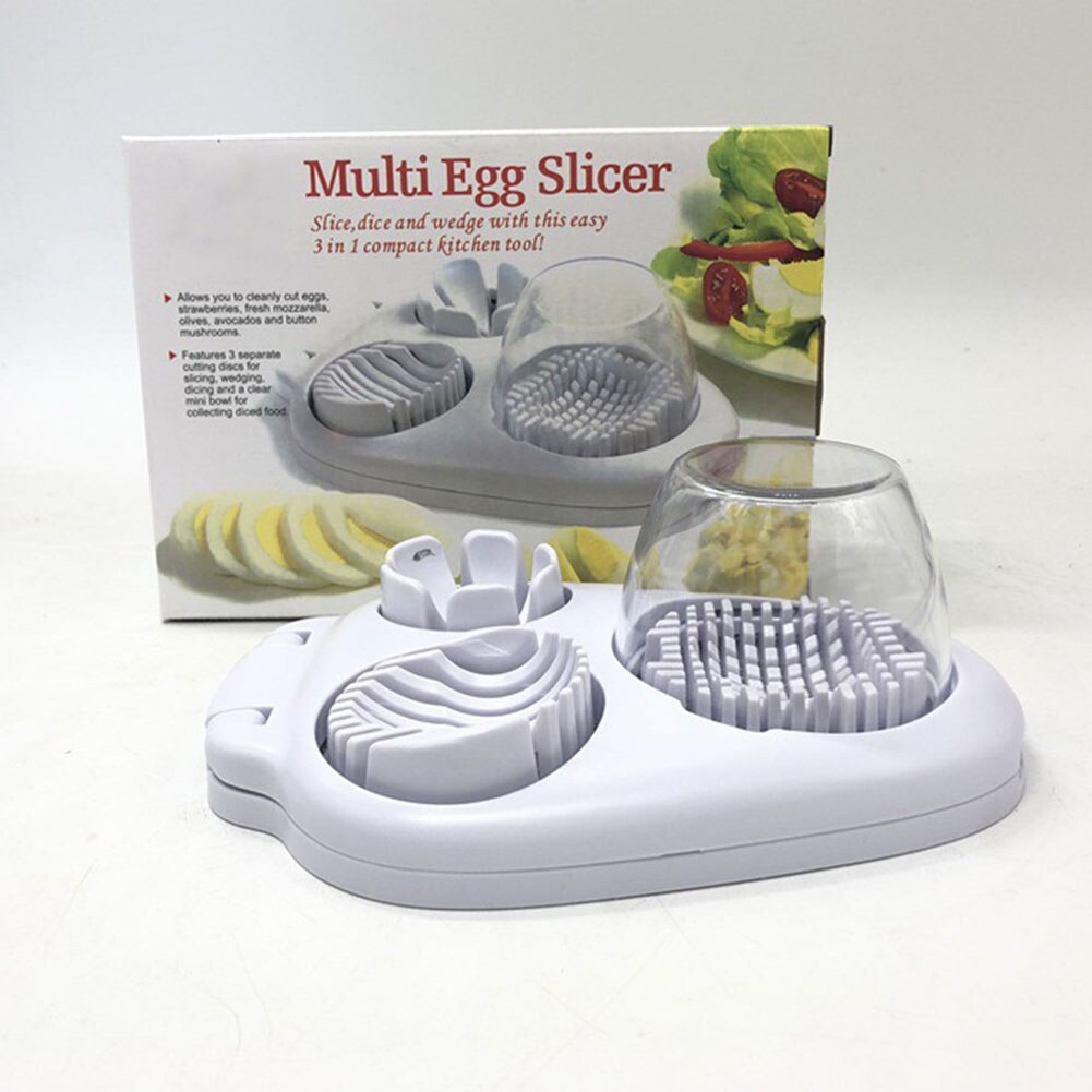 Keuken Gadgets Kookgerei Ei Slicer 3 In 1 Roestvrij Staal Handmatige Keuken Snijmachines Hardgekookte Eieren Keuken Tool Wit