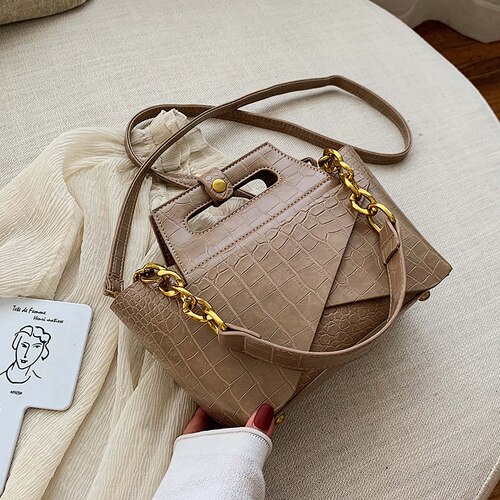 Alligator Women Shoulder Bags Handbags Luxury Pu Leather Chains Female Crossbody Bag Small Flap Lady Purse