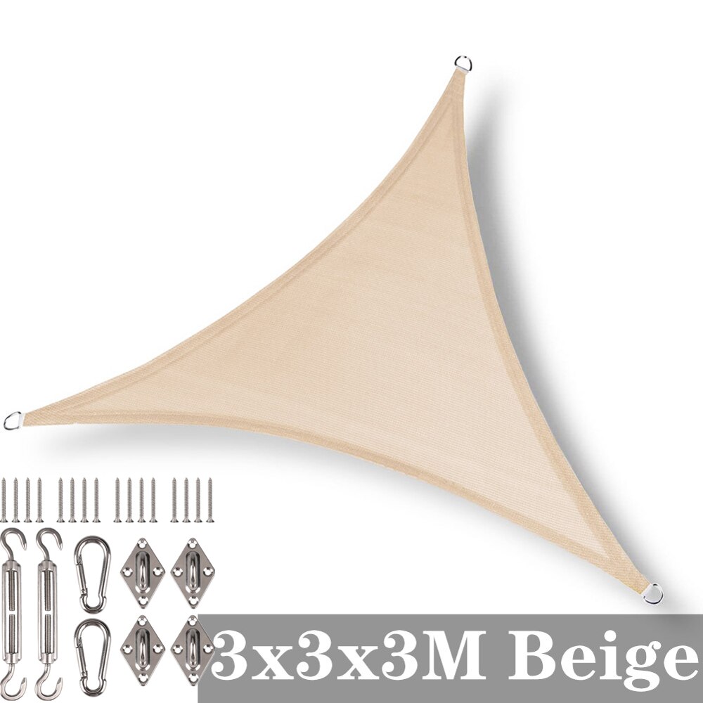 Sunshade Net Rectangle UV Block Sun Shade Sail Canopy Awning Outdoor Garden Greenhouse Patio Car Cover Cloths With Hardware Kit: Beige 3x3x3M