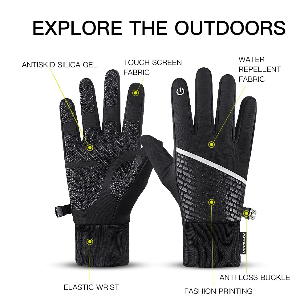Kyncilor Winter Handschoenen Warm Touchscreen Volledige Vinger Fietshandschoenen Waterdichte Sport Handschoenen Bike Skiën Motorrijden