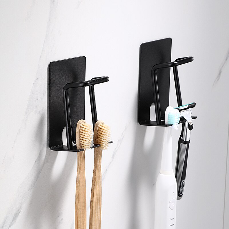 Ellen selvklæbende kopholder til badeværelset sort tandbørsteholder badeværelse tilbehør metalvægsholder  ml7002
