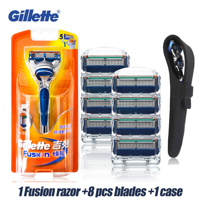 Original Gillette Verschmelzung Rasierer für Männer Gesicht Haar Bart Rasieren manuelle Rasierer Kassetten Ersatz Rasierer Köpfe 5 Schichten Klingen: Weiß