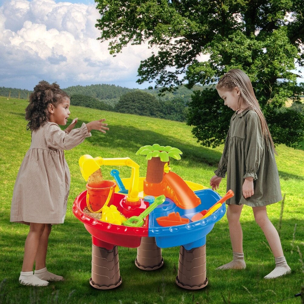 12 Stuks 3-In-1 Zand Water Activiteit Ronde Tafel Strand Speelgoed Strand Zand Speelgoed Set Met Activiteit zand Water Tafel Outdoor Speelgoed Voor Kinderen