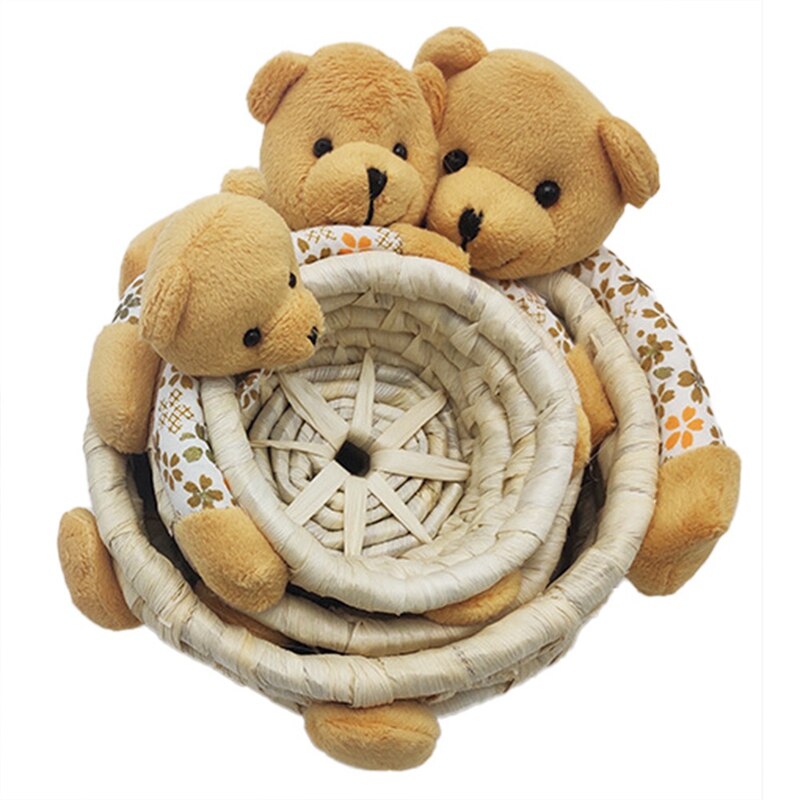 Cute Rabbit Storage Baskets Easter Rabbit Straw Basket Egg Basket Decoration Easter Home Decoration Ornaments: Brown