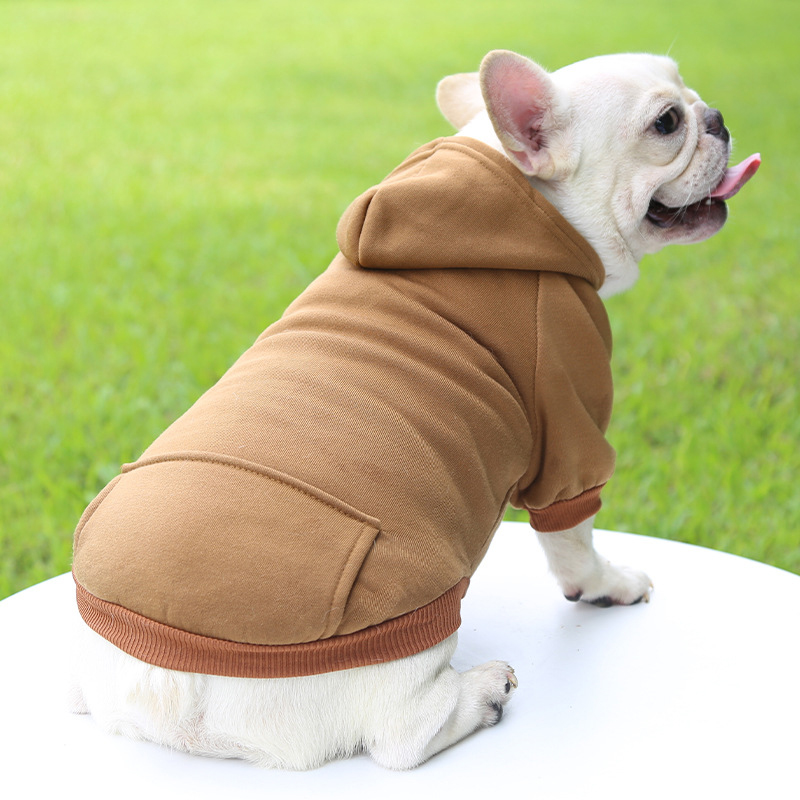 Dog Clothing Autumn And Winter Small Pet Clothes Thickening Warm Solid Color Two-Feet Hooded Wweater Casual Pet Products