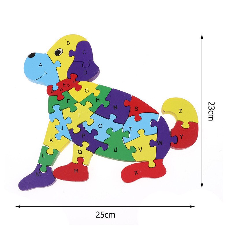 Colorful Kids 3D Puzzle Wooden Toys Cartoon Animal Traffic Jigsaw Montessori Early Learning Educational Toys For Children: Dog 25