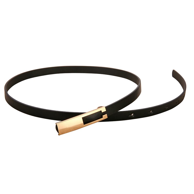Cinturones de mujer con hebilla de Metal para vestidos de cuero de correas finas para la cintura de mujer cinturon blanco negro para mujer: black