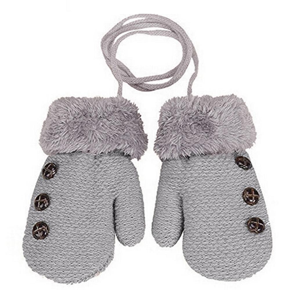 Bebé guantes niños guantes de invierno guantes de lana de Merino de los niños cuerda guantes para niños de 1-3 años bebé guantes: light gray