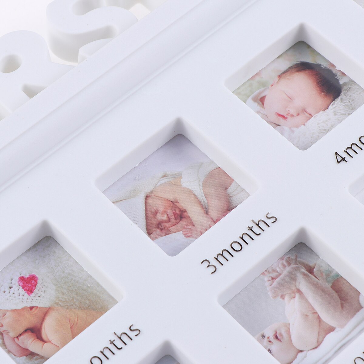 Unique Style My First Year Photo Moments Baby Keepsake Frame Photo Collage Holds Infant Photographs 41x20cm (White)