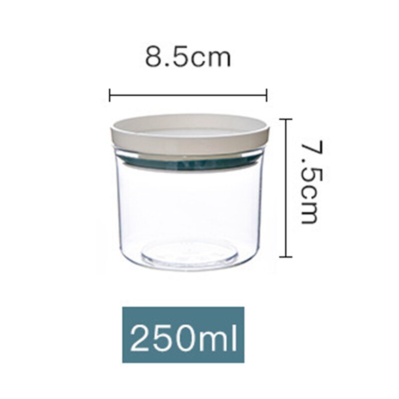 Glass Transparent 250ml-700ml Kitchen Storage Bottles Sealed Plastic Lid Jar Can be Stacked Grain Storage Tank Tea Coffee Beans: 250ml-Green