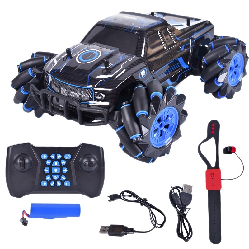 1/16 2,4 GHz Dual Fernbedienung RC Stunt Racer mit Sound Licht und Geste Sensoren: Blue