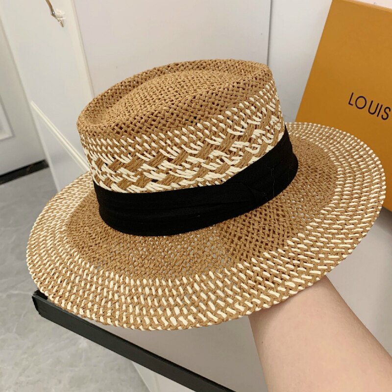 Sombrero de paja francés para mujer, gorra de paja francesa con visera cóncava, sombrero de playa hecho a mano, , verano