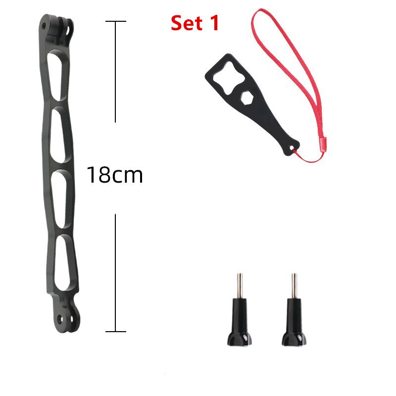 Braço de extensão de alumínio alongado haste selfie suporte quadro protetor caso anti-gota fronteira conjunto para insta360 um r x acessório: Set 1