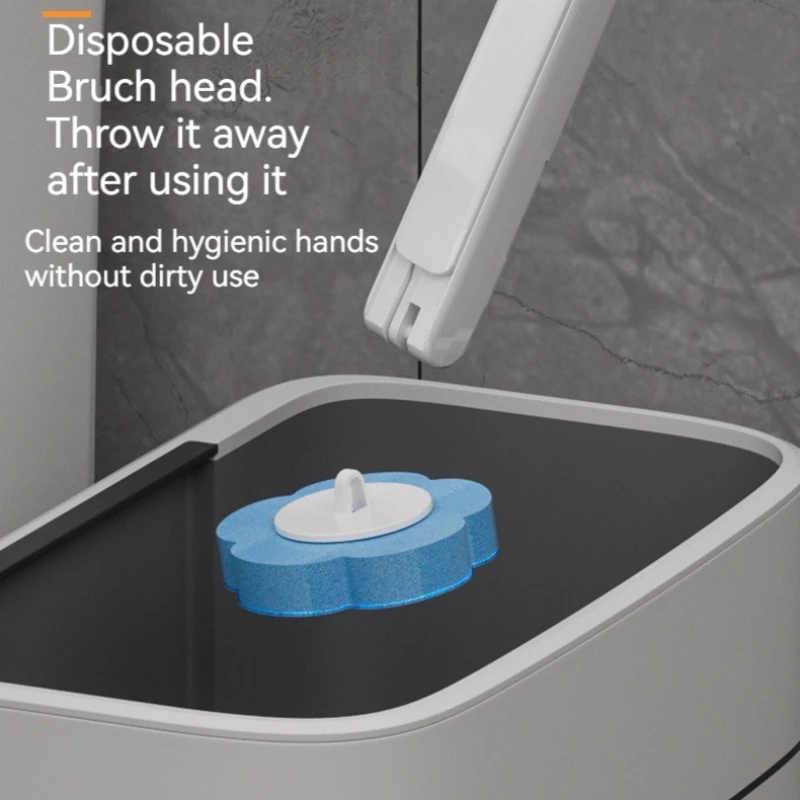 1 sett engangs toalettbørste engangs toalettbørstehoder påfyllingserstatning uten døde hjørner baderomsrengjøringsbørste