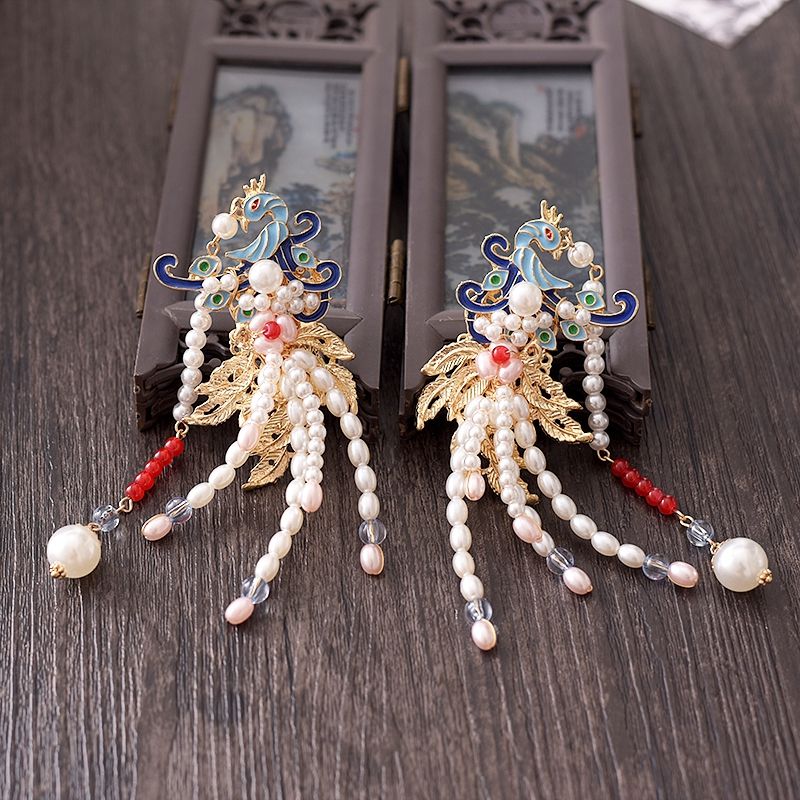 Phönix haarnadeln, luxuriöse hanfu-haaraccessoires für damen, quasten-haarspangen, chinesische haarklammern, haarspangen für damen