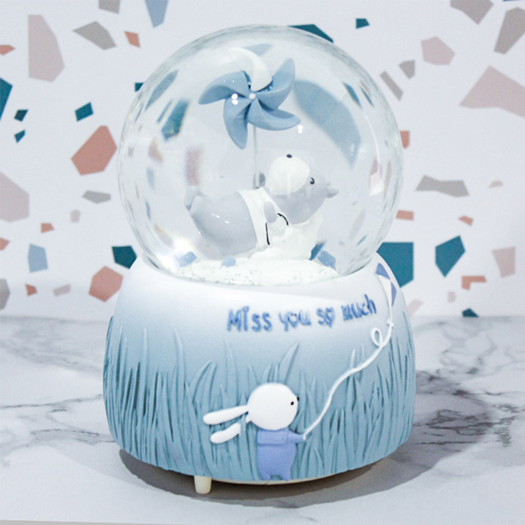 Novelty Crystal Ball Luminous Snow Globe Music Box Home Desktop Ornaments