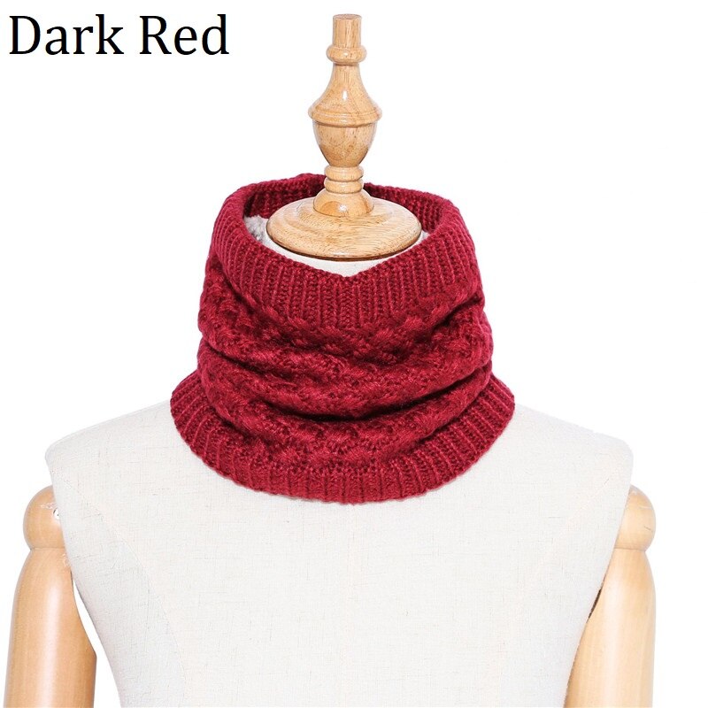 Chauffe-col écharpe en tricot pour femme | Écharpe hiver pour femme, tricoté, enfant, femme, col anneau, châles, Tube enveloppe, écharpes pour femme: Dark Red