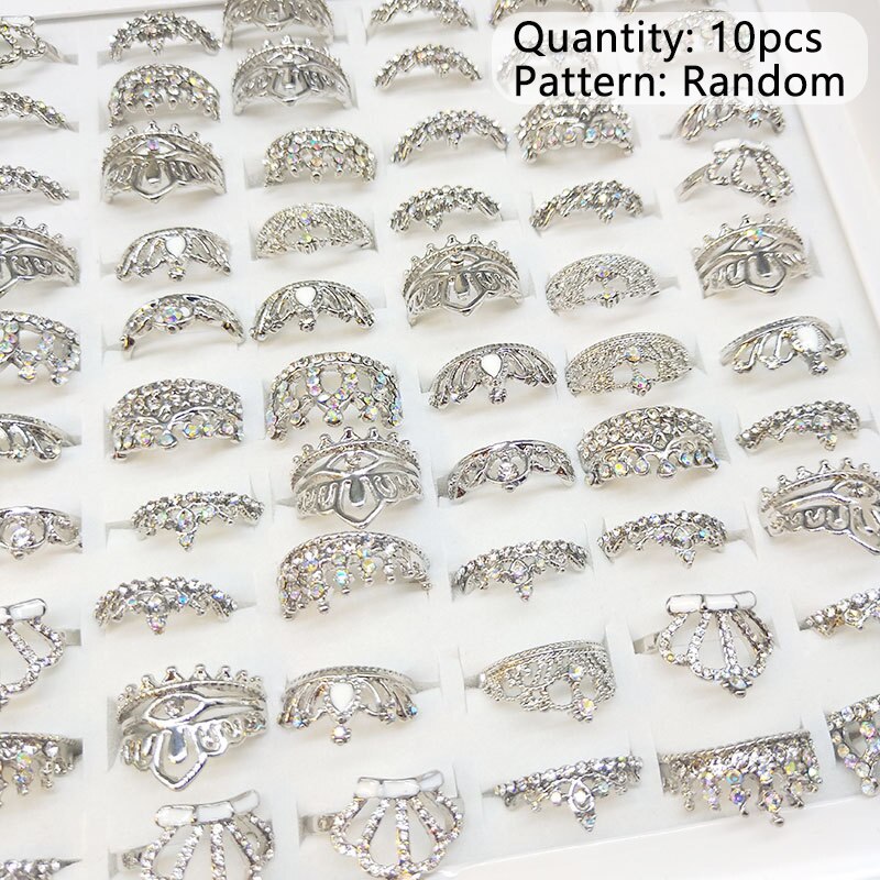 10 unids/lote amor niños lindo dulce de anillos flor Animal accesorios de joyería de niño niña anillos de dedo: D-Silver Color-10Pcs