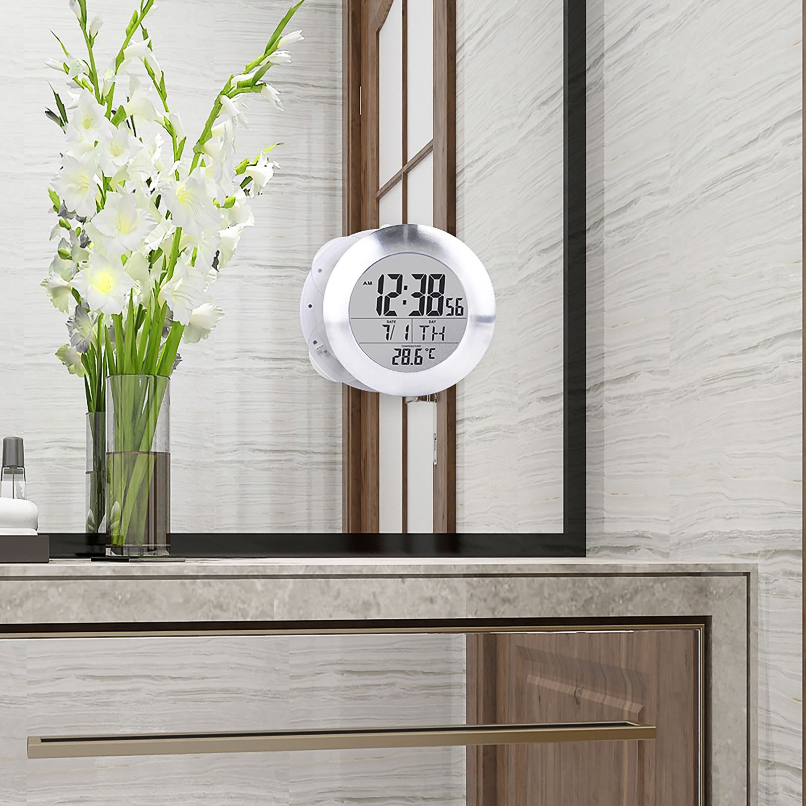 Bathroom Waterproof Clock Shower Hanging Clocks Timer Sensor Electronic Digital Clock With Sucker And Bracket Temperature Check