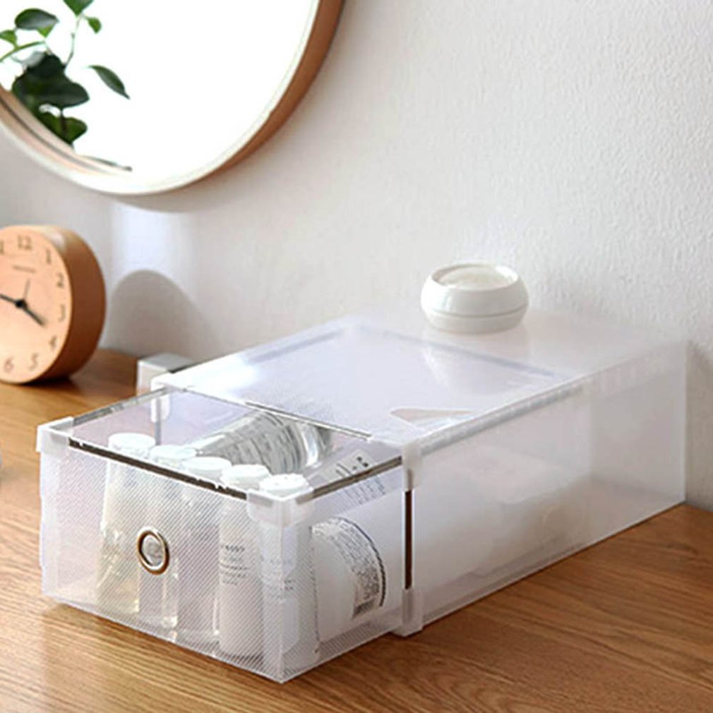 Simple Shoe Box White Thick Plastic Transparent Storage Box Drawer Shoe Box Free Combination Storage Box