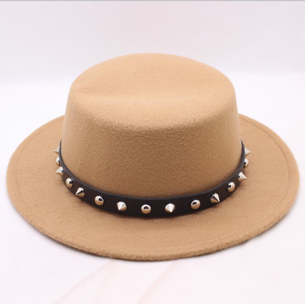 SUOGRY Schipper Platte Top Hoed Voor mannen Vrouwen Winter Auturmn Vilt Brede Rand Fedora Hoed Gentleman Prok Pie Bowler gokker Hoed