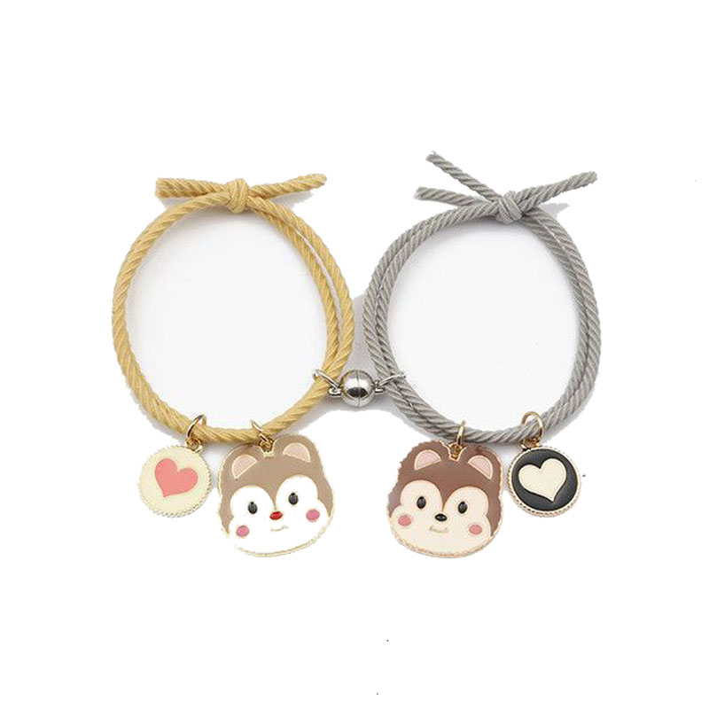 Romântico 2 pçs/set Ímã Pulseira Casal Bonito Do Cão Do Gato Pingente Braslet BFF Amigo Braclet Pulseras Brazalete Emparelhado Presente Para O Amor: Bear