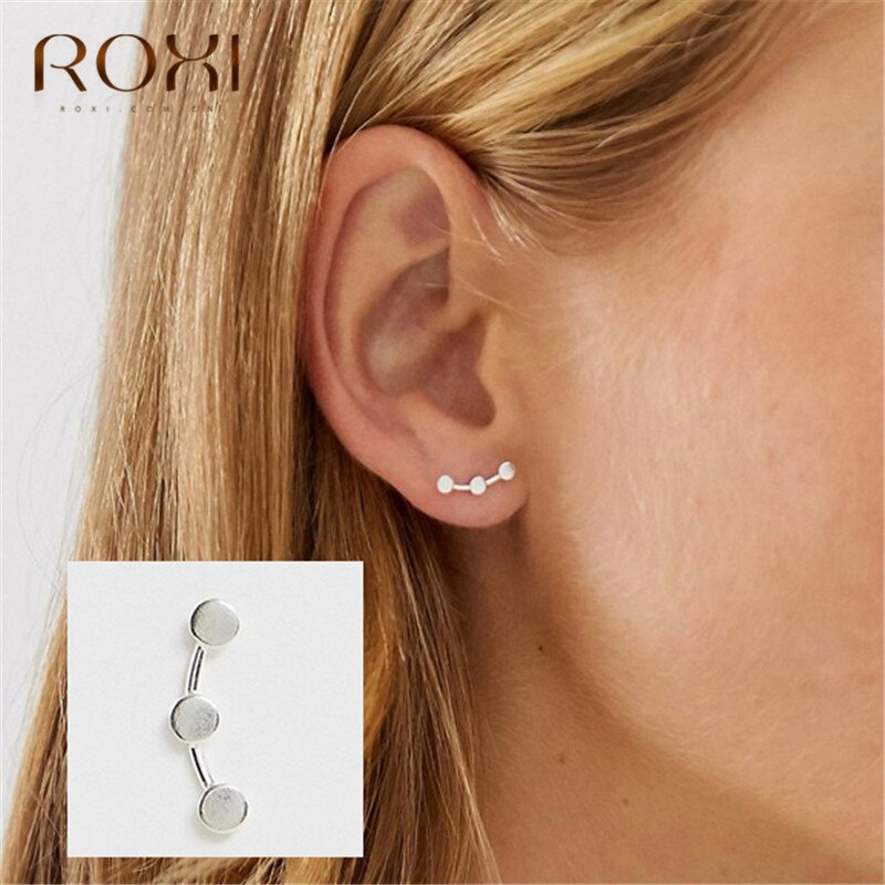 ROXI Echt 925 Sterling Silber Ohrringe Einfache Runde Punkte Stud Ohrringe für Frauen Sterling-silber-schmuck Brincos Ohr kletterer