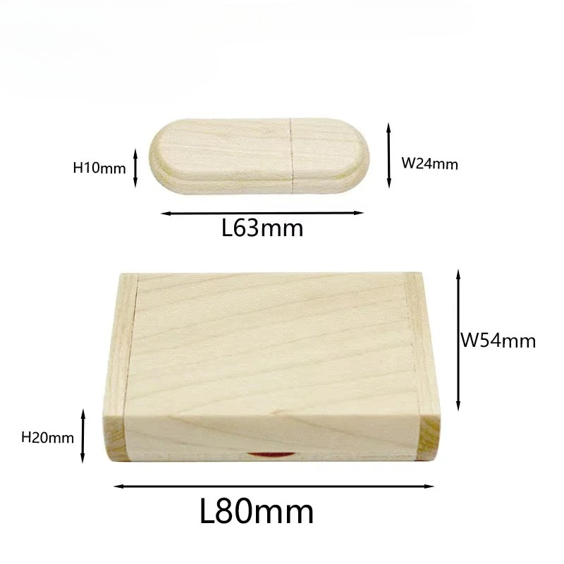 USB 3.0 hochgeschwindigkeitsfreies individuelles Logo USB-Stock aus Holz Ahornholz + Kasten-Stock 4 GB 32 GB 64 GB Erinnerung-Stock