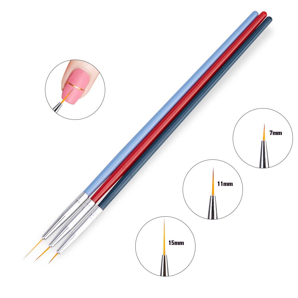 Nail Art Brushes Set 3/5Pcs/set Drawing Carving Painting Pen paiting carving line Manicure Set For nail art Brush Drawing Tool