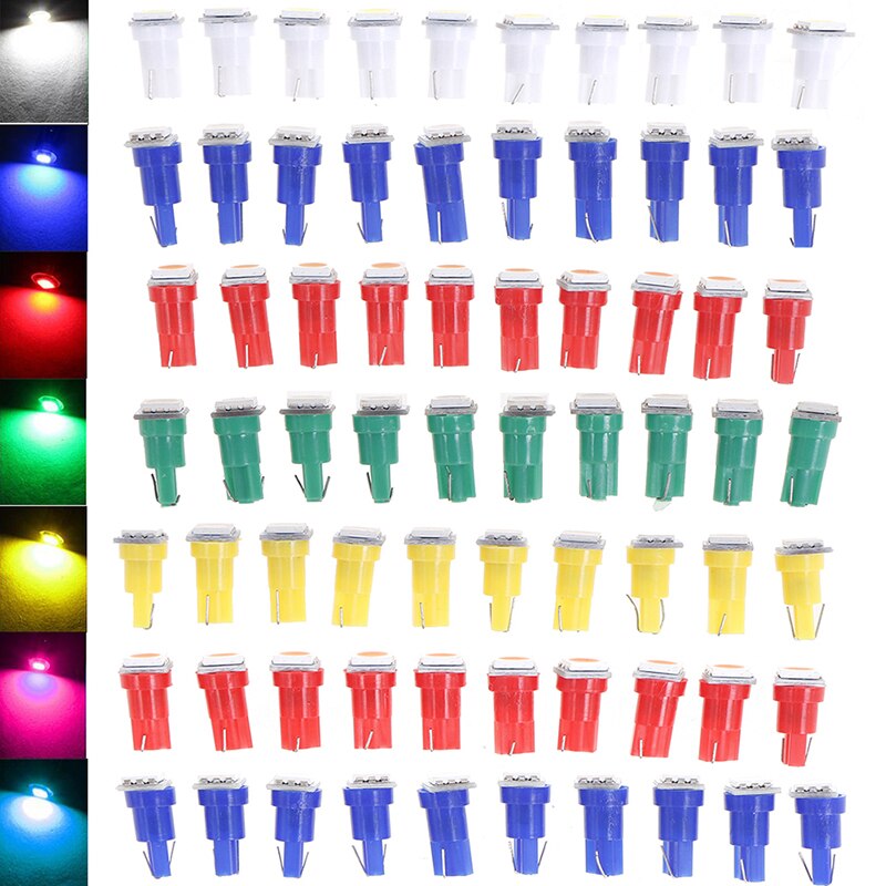 Bombillas de luz LED para salpicadero de coche, lámpara de calibre de 12V CC, T5 5050, 10 piezas