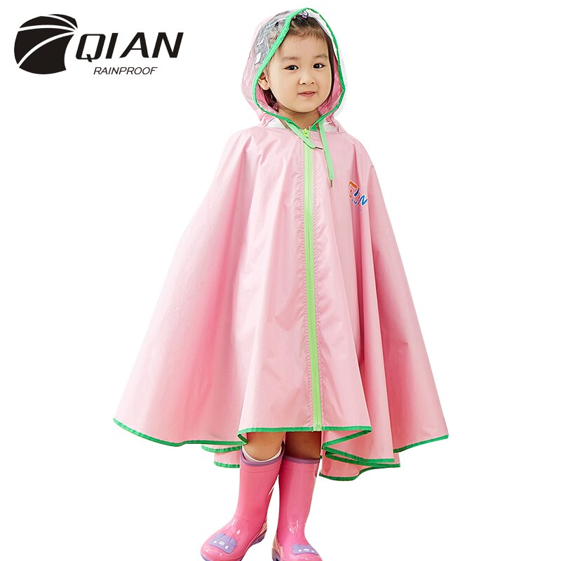 QIAN REGENDICHT freundlicher Regen Mantel Blüte in Regen freundlicher Regenbekleidung PU Beschichtung Regenanzug transparent Großen Krempe Mantel Regenmantel