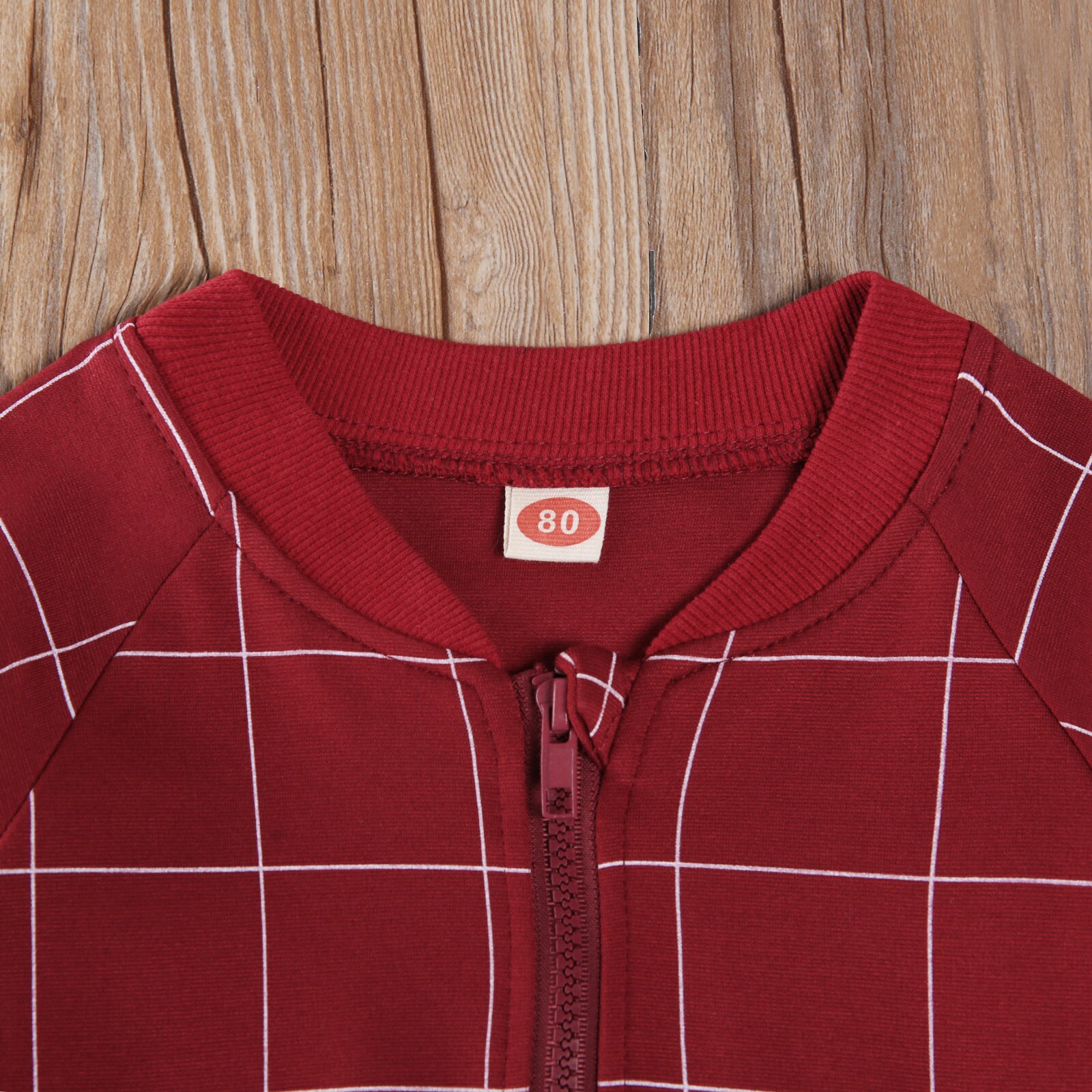 automne automne 0-24M enfant en bas âge bébé fille garçon rouge Plaid garder actif retour lettre imprimer veste à glissière poches à manches longues manteau