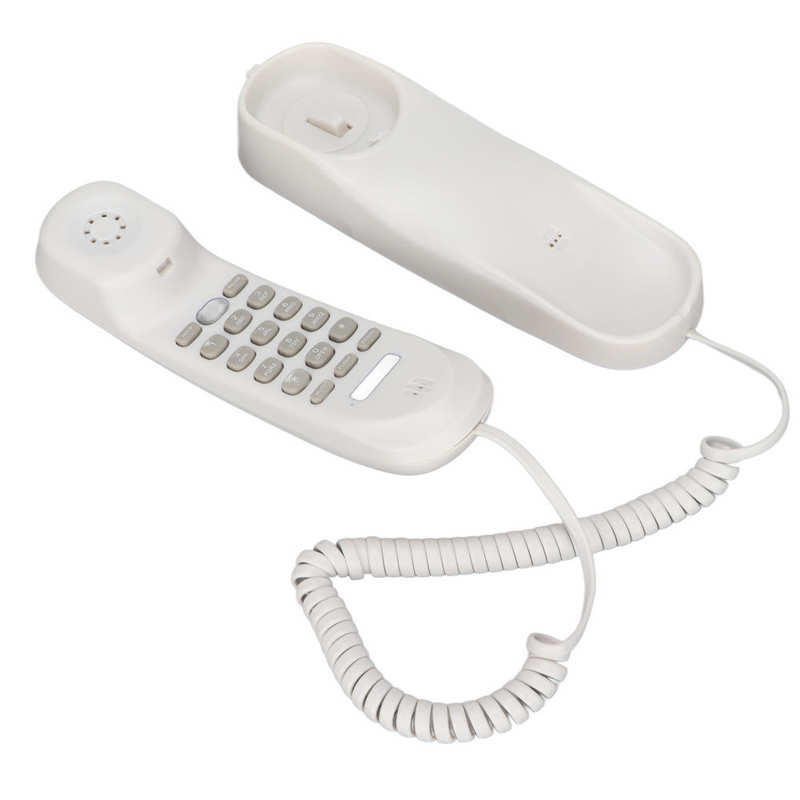 Mini Phone Office Telephone Wall Mountable Telephone Wired Phones with FSK DTMF Dual System Landline Phone for Home Office Hotel