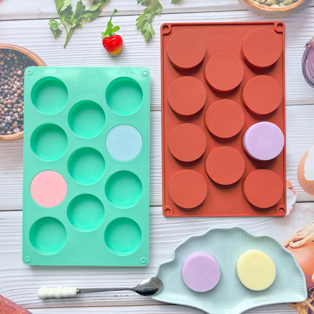 1pc disc baking cake silicone mold DIY chocolate mold sandwich biscuit pancake brownie tray (11 cavities)