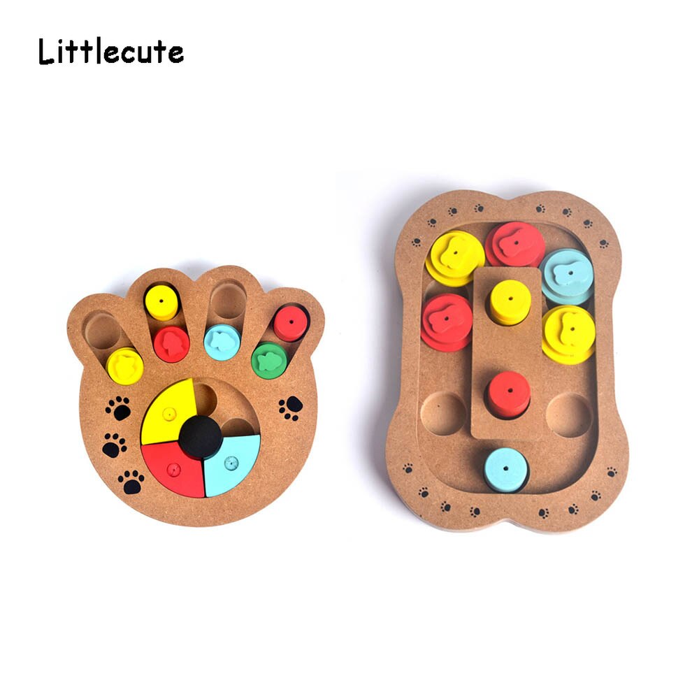 Training Natuurlijke Voedsel Behandeld Houten Poot Vorm Pet Hond Kat IQ Speelgoed Educatief Voeden Spel Poot Puzzel Plaat Spelen Speelgoed