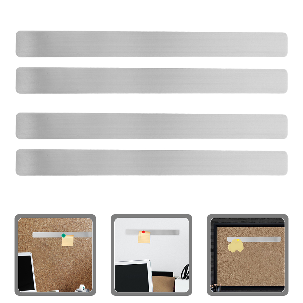 4 pezzi di metallo ferro bacheca strisce adesive tabelloni da parete per ufficio scuola argento striscia magnetica in sughero memo display