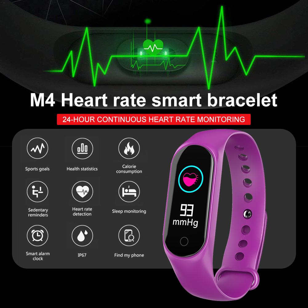 Sport Smart Bracelet Heart Rate Blood Pressure Calorie Sleep Monitor Remote Photo Taking Messages Calls Reminder Pedometer M4