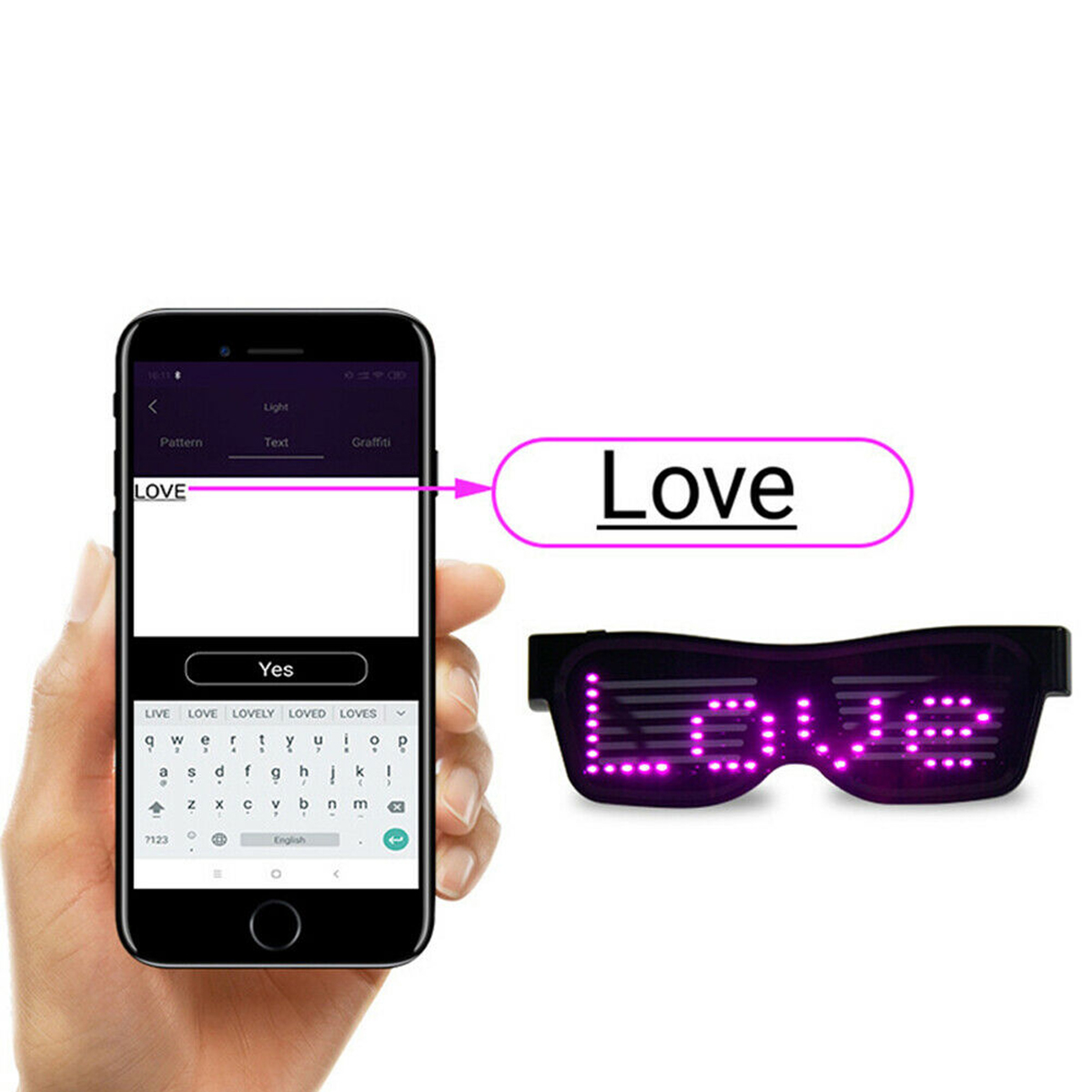 Jalousie Magic LED Glasses 4 Display Modes BT Light Up Glasses With 200pcs Light Beads For Nightclub Party Stage​