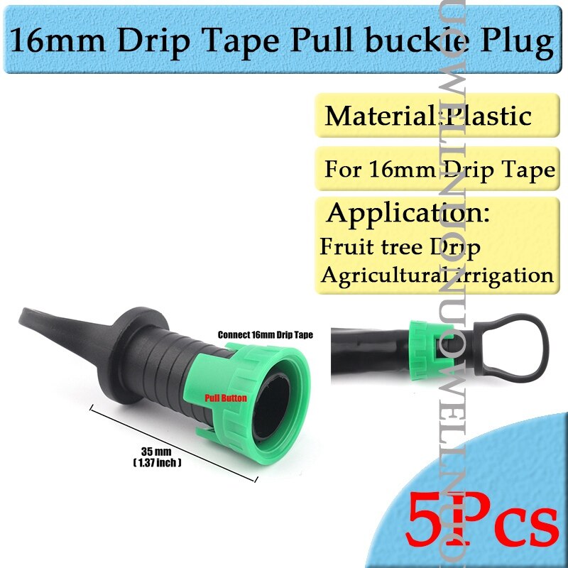 5Pcs/Lot 16mm Micro Irrigation Drip Tape Connectors Thread Locked Shut-Off Valve Elbow Tee Agricultural Drip Irrigation Fittings: 16mm Nut Plug