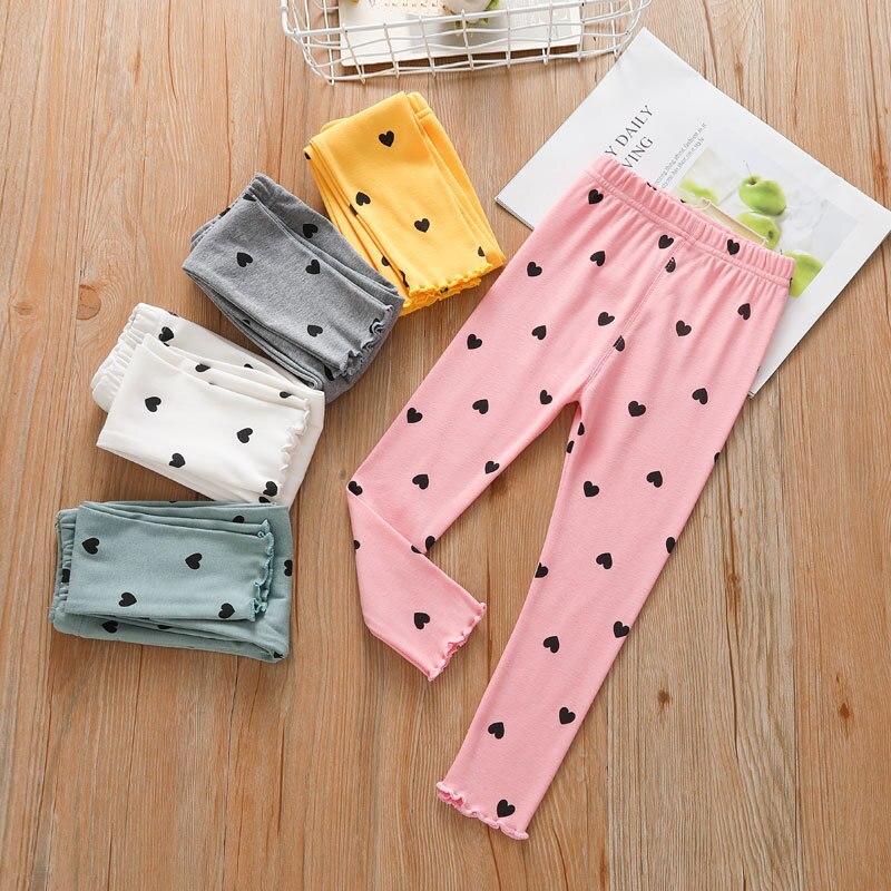 Leggings pour filles, pantalons moulants, imprimés à pois, extensibles, à motifs en coton, vêtements pour enfants, collection printemps et automne