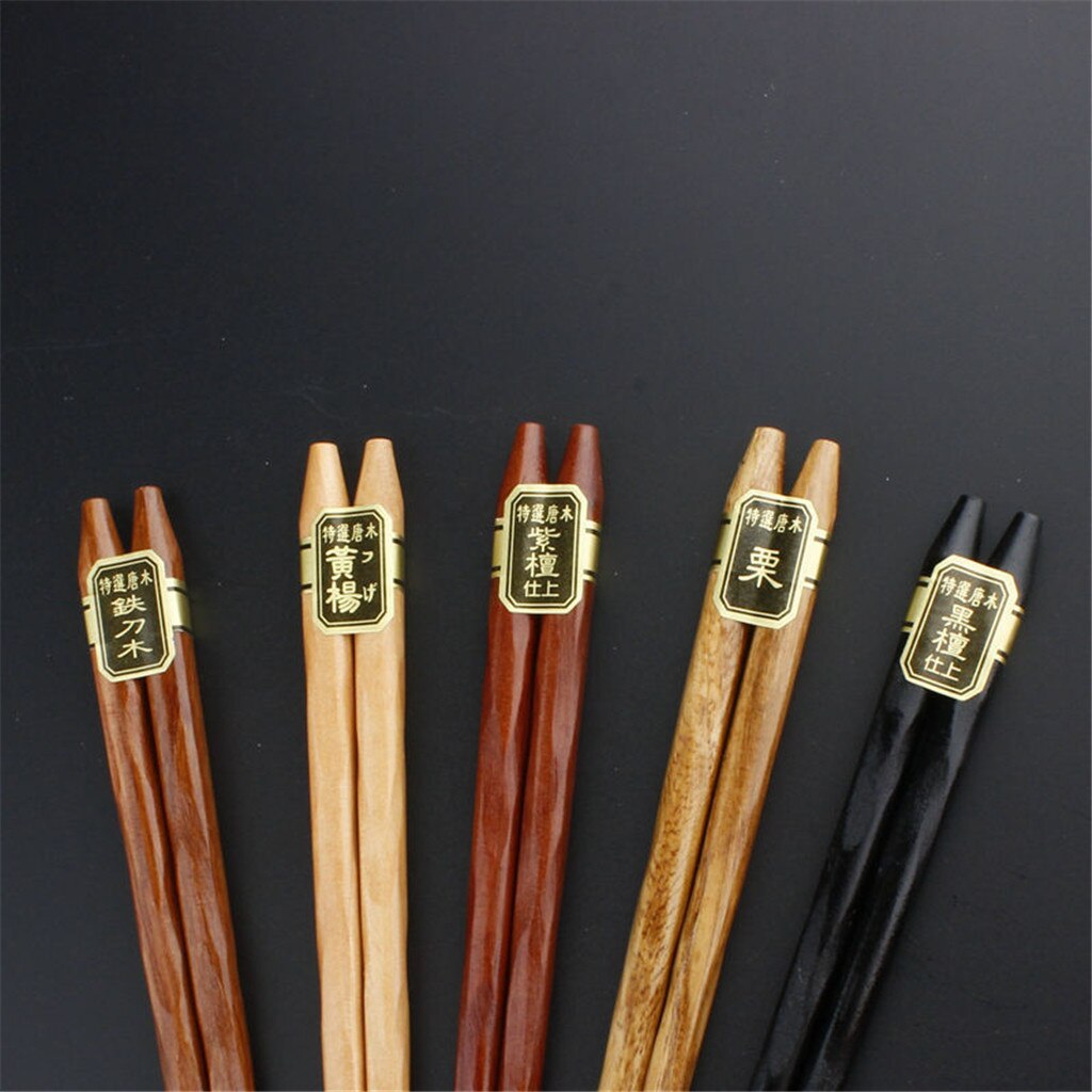 @ Herbruikbare 5 Paar Set Handgemaakte Bamboe Japanse Natuurlijke Houten Eetstokjes Sushi Voedsel Multi Kleur Houten Chop Sticks